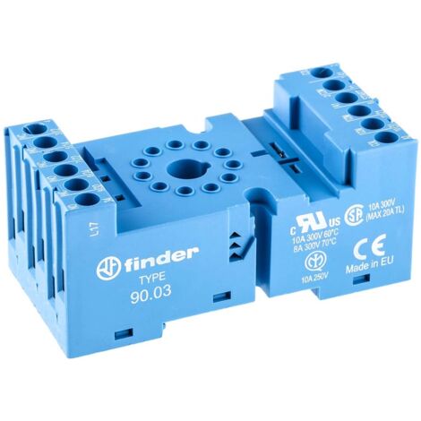 Support relais Finder série 90 8 contacts, Rail DIN, 250V c.a., pour Relais série 60.13 ( Prix pour 1 )