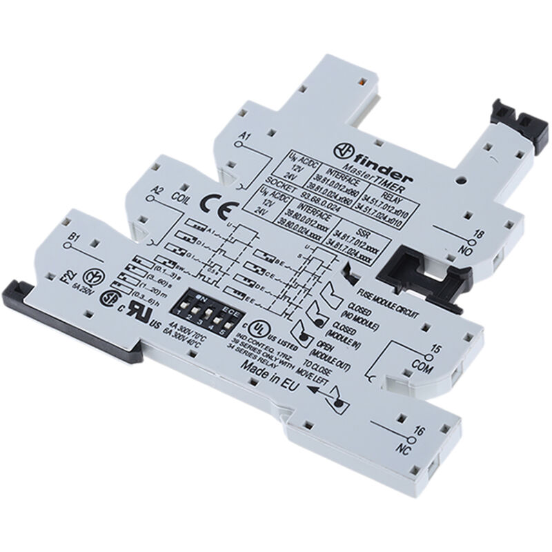 Support relais Finder série 93, Rail din, 24V c.c., pour Série 34 ( Prix pour 1 )