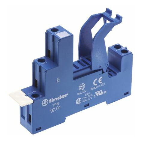 Support relais Finder série 97 5 contacts, Rail DIN, 250V c.a., pour Relais séries 46.61 et 46.52 ( Prix pour 1 )