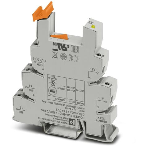 Support relais Phoenix Contact série PLC-BSC 1 contacts, Rail DIN, 24V c.a. / V c.c., pour Interface relais PLC ( Prix pour 1 )