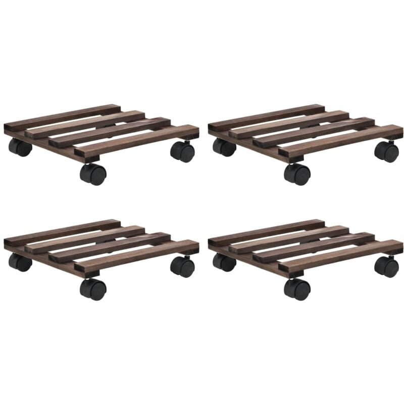 Support roulant à plantes Bois de cèdre 4 pcs 25 x 25 cm Vidaxl