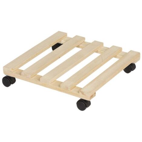 Support roulant carré pin brut 30x30x5.2 cm charge supportée 30 kg maximum