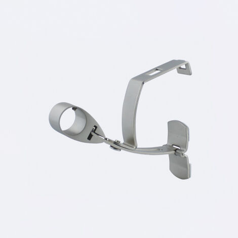 Support sans perçage pour barre à rideaux Ø28mm sur coffre volet roulant en Nickel Mat - Boulet