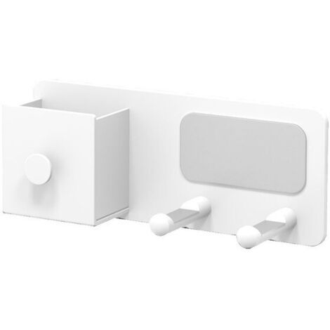 Support Sèche-Cheveux Auto-Adhésif avec Range-Câbles, Design Aluminium Blanc, Sans Perçage