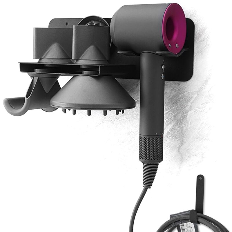 Support Seche Cheveux Compatible avec Dyson-Supersonic, Porte Seche Cheveux Mural, Porte Seche Cheveux sans Percage Peut Contenir Jusqu'à 5 Embouts