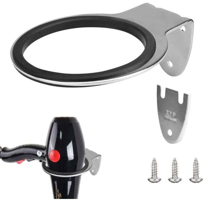 Support Seche Cheveux en Acier Inoxydable Porte Sèche Cheveux Mural Antirouille Titulaires de Sèche-Cheveux Anti-Corrosion avec Joint et Visser pour