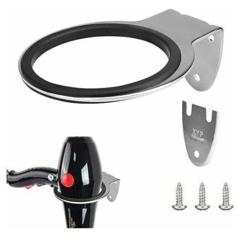 Support Seche Cheveux en Acier Inoxydable Porte Sèche Cheveux Mural Antirouille Titulaires de Sèche-Cheveux Anti-Corrosion avec Joint et Visser pour Cuisine Salle de Bain Salon de Coiffure