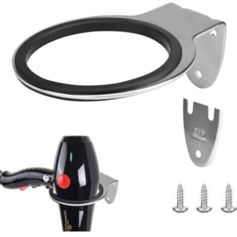 Support Seche Cheveux en Acier Inoxydable Porte Sèche Cheveux Mural Antirouille Titulaires de Sèche Cheveux Anti Corrosion avec Joint et Visser pour Cuisine Salle de Bain Salon de Coiffure