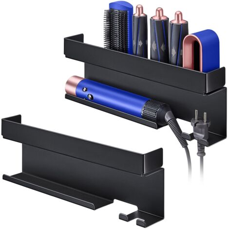 Support Seche Cheveux et Lisseur, Porte Seche Cheveux Mural pour Rangement Accessoires Styler Curling Appareils, Support Seche Cheveux sans percage, Porte Lisseur, Noir