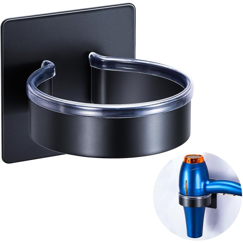 Support Seche Cheveux sans Percage, Porte Seche Cheveux Mural Autocollant, Support Mural Seche Cheveux en Acier Inoxydable, Accroche Seche Cheveux,