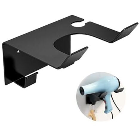 Support Seche Cheveux,Colle + vis double installation Support de Sèche-Cheveux en Acier Inoxydable sans Perçage Support Mural Universel pour avec de Câble et