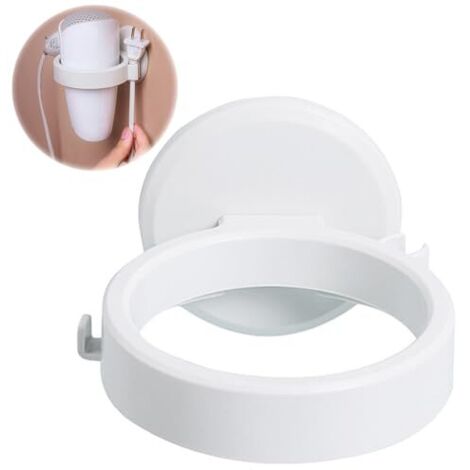Support Seche Cheveux,Porte Seche Cheveux sans Percage,Porte Seche Cheveux Mural,Porte Seche Cheveux,Support de Sèche-Cheveux Autocollant sans Percer,pour Salle de Bain Et Toilettes(Blanc)
