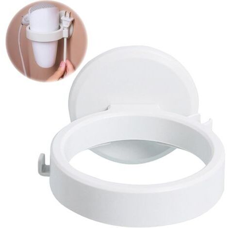 Support Seche Cheveux,Porte Seche Cheveux sans Percage,Porte Seche Cheveux Mural,Porte Seche Cheveux,Support de Sèche-Cheveux Autocollant sans Percer,pour Salle de Bain Et Toilettes(Blanc)