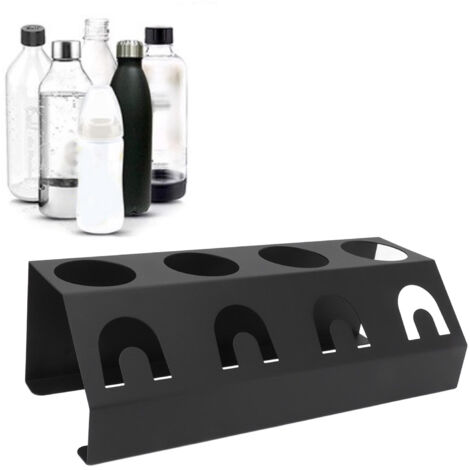 [Support Séchoir pour Bouteilles] - Support de Séchage Antidérapant 4 Holes en Fer et Silicone pour Bottes Soda Noir, Dimensions 7cm/2.8in