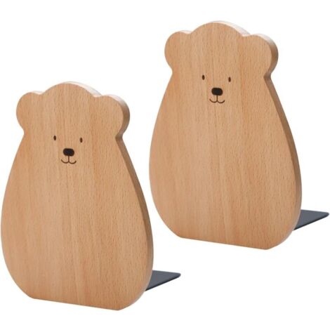 Support serre-livres hêtre 12×15 cm antidérapant pour étagères, maison et bureau