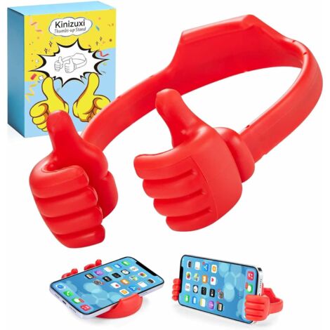 Support Smartphone Pouce Levé - 1 Unité - TPU Souple - Réglable Multi-Angle - Bureau et Voyage - Rouge