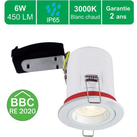 LUTECE-ARC Support spot BBC salle de bain IP65 + GU10 6W 450lm inclus - garantie 2 ans