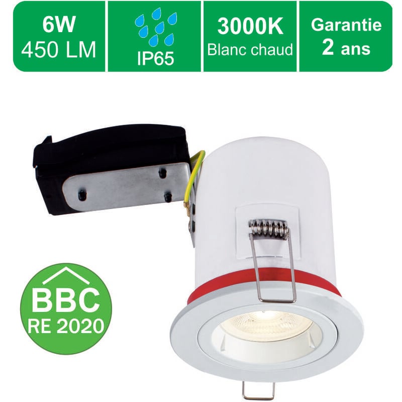 Support spot BBC salle de bain IP65 + GU10 6W 450lm inclus - garantie 2 ans