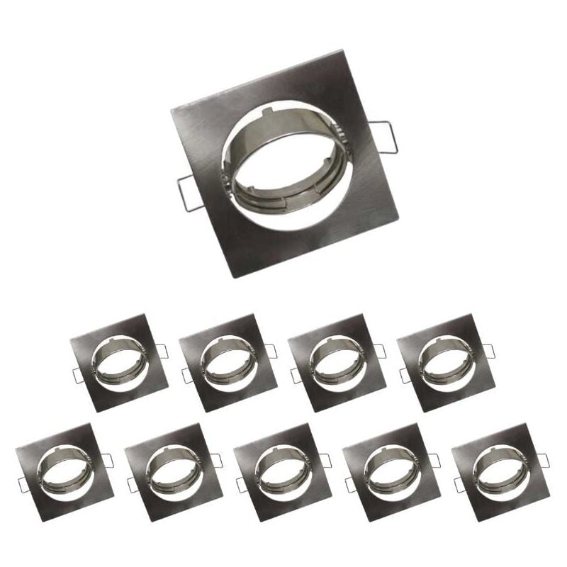 Support Spot Carré Orientable - Pack de 10 / Inox - SILUMEN