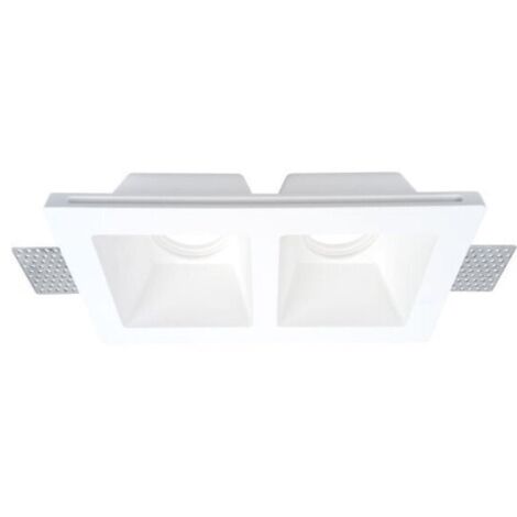 Support Spot Double GU10 LED Carré Blanc 215x118mm - SILAMP