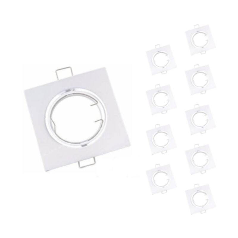 Support Spot Encastrable GU10 led Orientable Carré blanc (Pack d