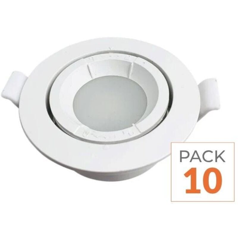 Silamp - Support Spot Encastrable GU10 led Orientable Rond blanc (Pack de 10)