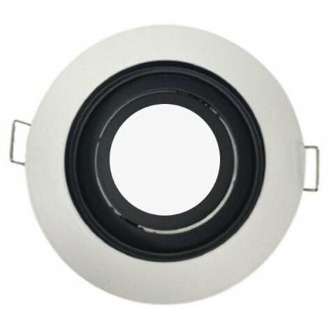 Support Spot Encastrable GU10 Orientable Rond Blanc/Noir - SILUMEN