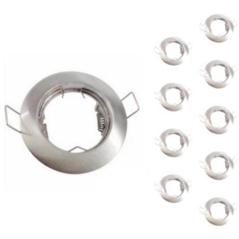 Support Spot Encastrable GU10 Rond en Acier Couleur INOX (Pack d