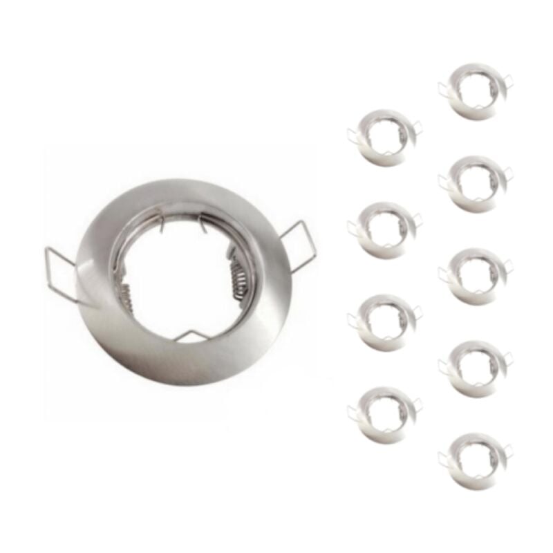 Support Spot Encastrable GU10 Rond en Acier Couleur inox (Pack d