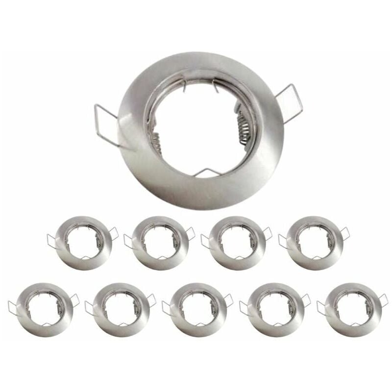 Support Spot Encastrable GU10 Rond en Acier - Pack de 10 / Inox Silumen