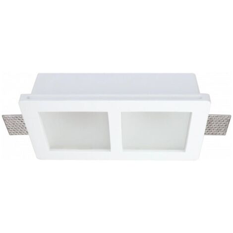 Support Spot GU10 Double LED Carré Blanc ø215mm + vitres opaques - SILAMP