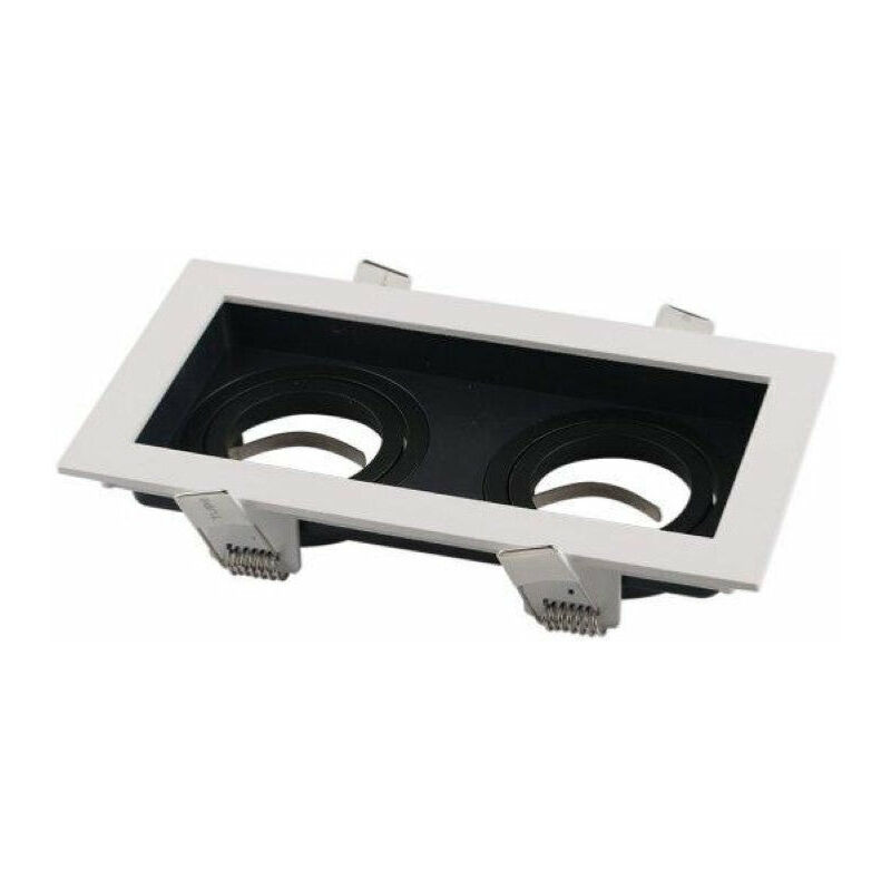 Optonica - Support Spot GU10 Encastrable Orientable Double Projecteur Blanc/Noir - silamp Optonica - Support Spot GU10 Encastrable Orientable Double Projecteur Blanc/Noir - silamp