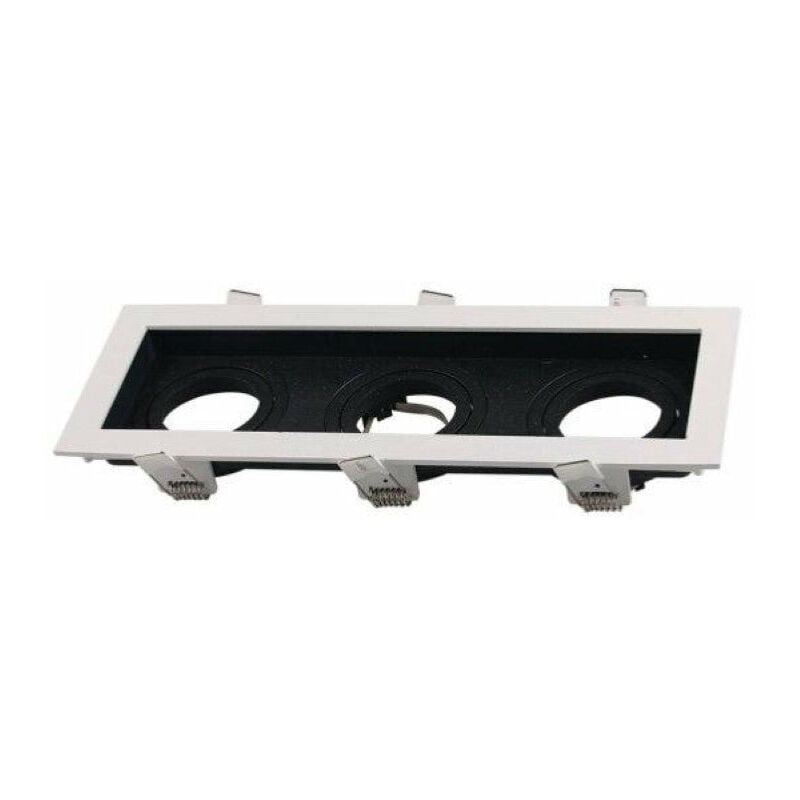 Support Spot GU10 Encastrable Orientable Triple Projecteur Blanc