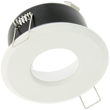 Support spot LED étanche IP65 – Fixe rond blanc laqué – Pour installation dans espaces humides – 8.5cm x 8.5cm – Fonte d'aluminium