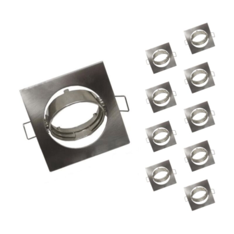 Silamp - Support Spot led GU10 Orientable Carré inox (Pack de 10) - silam