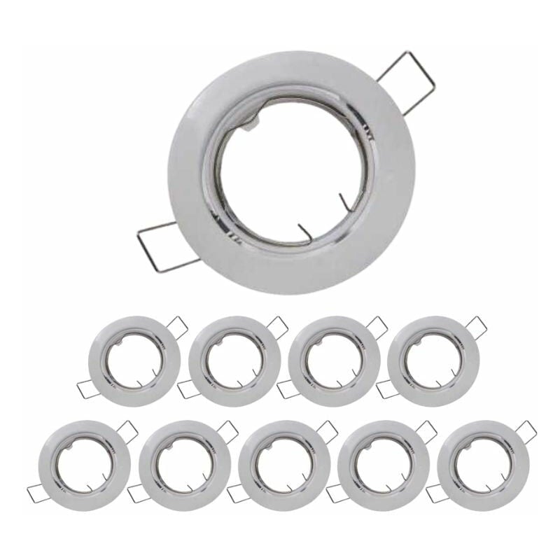 Support Spot Encastrable GU10 led Orientable Rond - Pack de 10 / Blanc Silumen