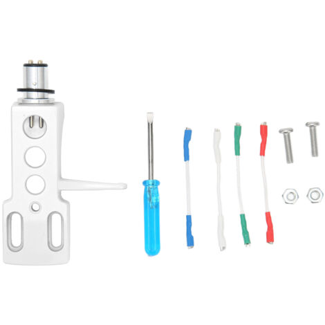 Support Stylo Vinyle en Alliage d'Aluminium pour Cartouche Phonographe avec 4 Fils de Connexion - Blanc