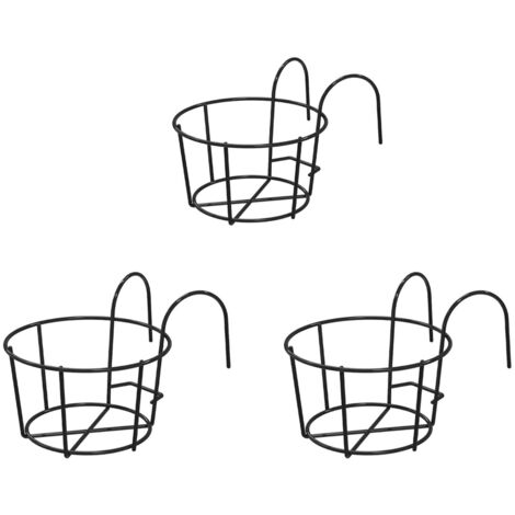 Support suspendu pour pots de fleurs en trois parties, panier suspendu rond en fer forgé pour balcon