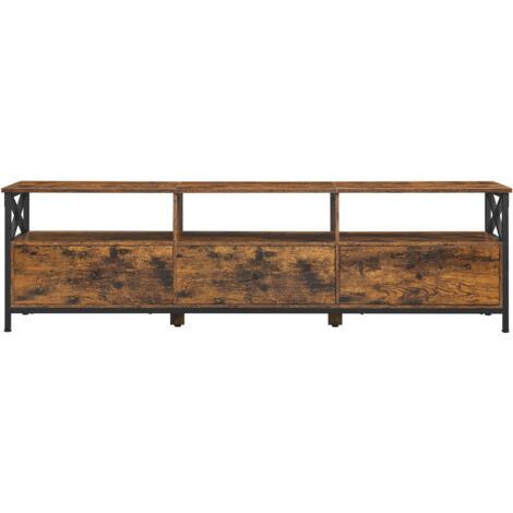 Support Télé, Meuble TV Jusqu’à 80 Pouces, Espace de Rangement Généreux, 178 x 40 x 50 cm, Marron et Noir