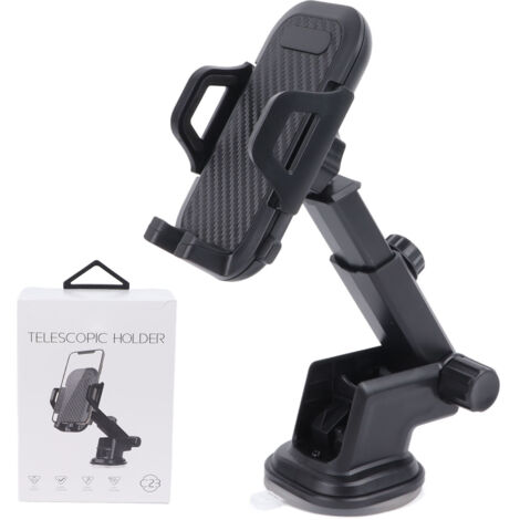 Support téléphone à ventouse extensible avec rotation libre pour pare-brise et tableau de bord, fixation stable pour GPS.