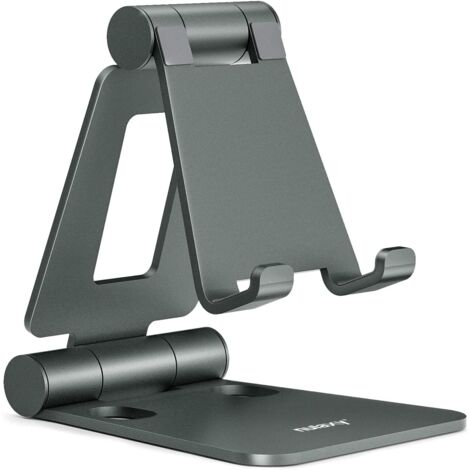 Support Téléphone Aluminium - 1 Unité - Métal Pliable - Réglable et Antidérapant - Bureau et Voyage - Compatible 4-8 Pouces