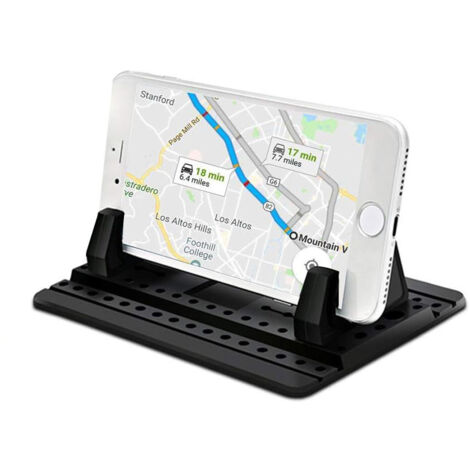 Support téléphone auto C1203 avec tapis silicone adhésif, antidérapant, fixation stable sur tableau de bord