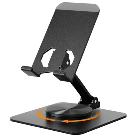 Support Téléphone Bureau [Rotation à Clic 360°], Réglable en Hauteur Multi-Angles Porte Telephone, Pliable Telephone Bureau, Universel pour Tous Les Téléphones et Tablettes Phone Holder