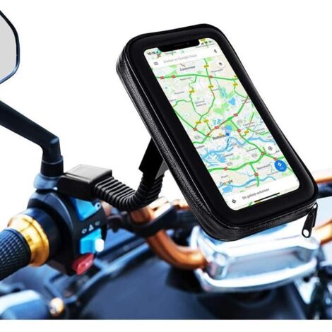 Support Téléphone Moto étanche APERIL - Rotation à 360° - Pour Moto Rétroviseur Jusqu\'à 6.7\" - Noir