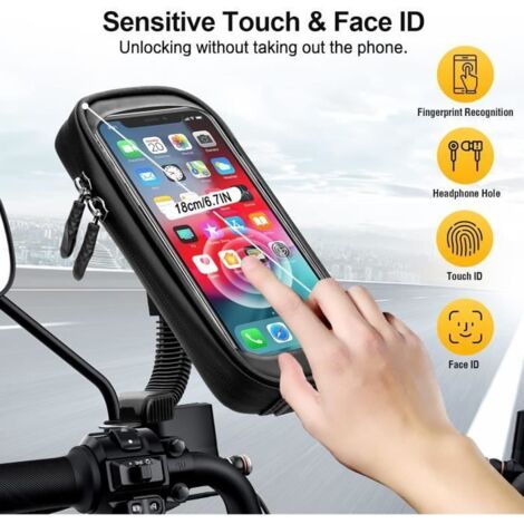 Support Telephone Moto étanche ,APERILRotation à 360° Support Smartphone pour Jusqu\'à 6.7 inch