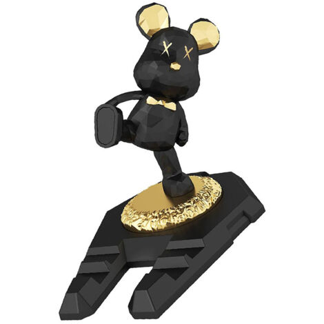 Support Téléphone Portable Ours Mignon Support Multifonctionnel Portable pour Bureau Noir