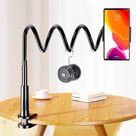 Support Telephone, Support de Téléphone Portable, Universelle Rotation 360° Support, avec Flexible Col de Cygne Bras Long, pour iPhone 12 Mini Tous Les Smartphones (Noir)