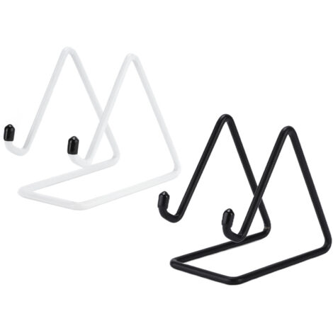 Support téléphone triangulaire antidérapant, 2 pièces avec base caoutchouc pour tablette et smartphone, noir et blanc