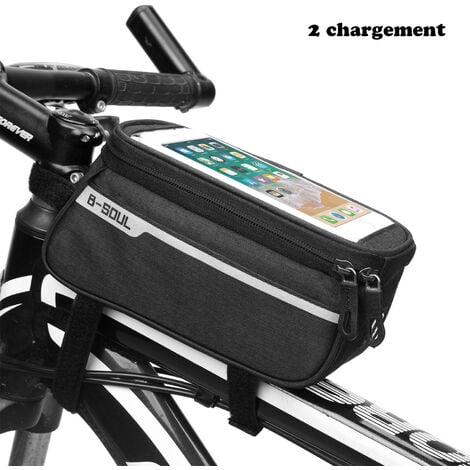 ZHUOXUAN Support Téléphone Vélo Etanche, Sacoche Vélo Guidon Cadre Housse de Téléphone Rotatif pour Vélo VTT Moto Scooter avec Espace Rangement Ecran Tactile