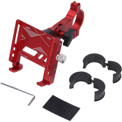 Support téléphone vélo rotatif à 360°, fixation guidon en alliage d'aluminium rouge pour moto et scooter
